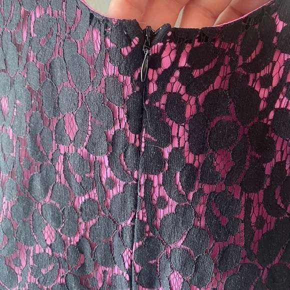 Pink and black lace peplum mini dress - Picture 5 of 5